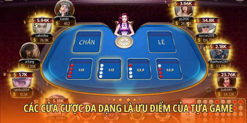 Các cửa cược đa dạng là ưu điểm của tựa game